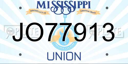 JO77913 Mississippi License Plate