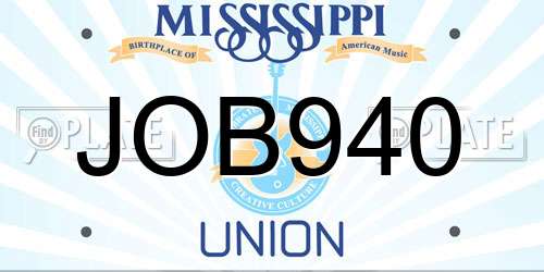 JOB940 Mississippi License Plate