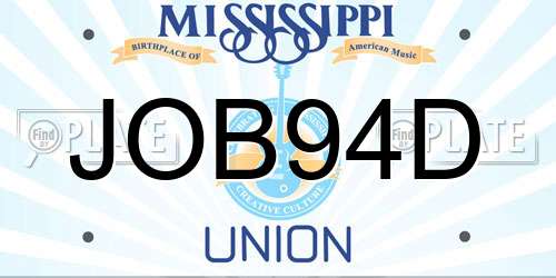 JOB94D Mississippi License Plate