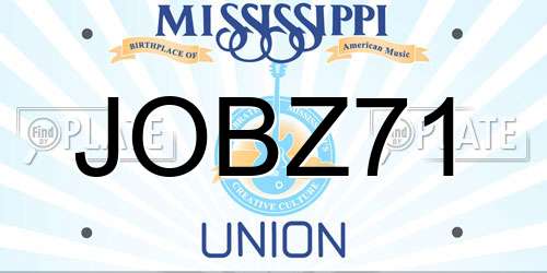 JOBZ71 Mississippi License Plate