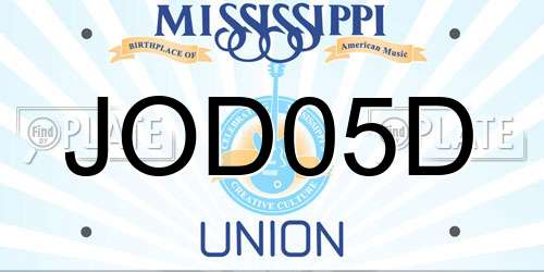 JOD05D Mississippi License Plate