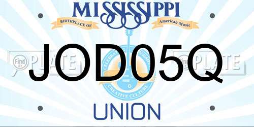 JOD05Q Mississippi License Plate