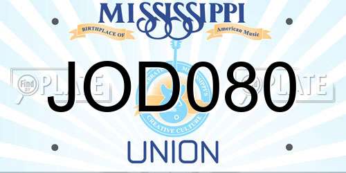 JOD080 Mississippi License Plate