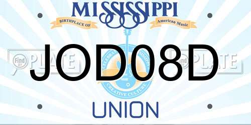 JOD08D Mississippi License Plate