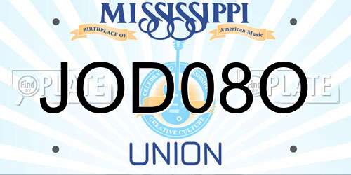 JOD08O Mississippi License Plate
