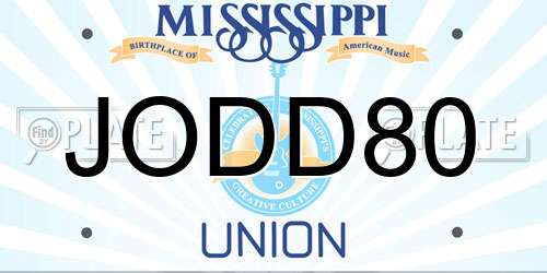 JODD80 Mississippi License Plate