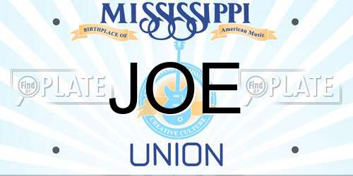 JOE Mississippi License Plate