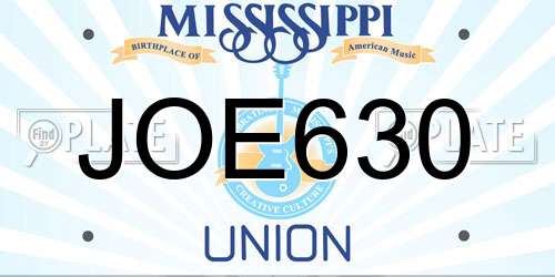 JOE630 Mississippi License Plate