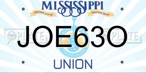 JOE63O Mississippi License Plate