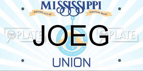 JOEG Mississippi License Plate