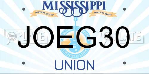 JOEG30 Mississippi License Plate