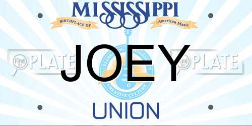 JOEY Mississippi License Plate
