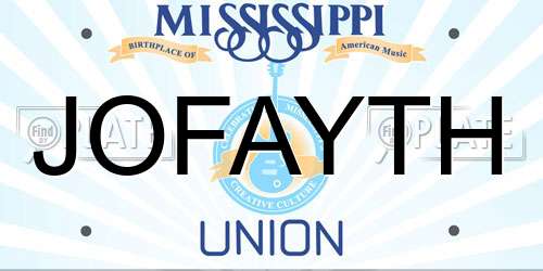 JOFAYTH Mississippi License Plate