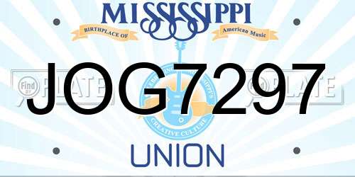 JOG7297 Mississippi License Plate