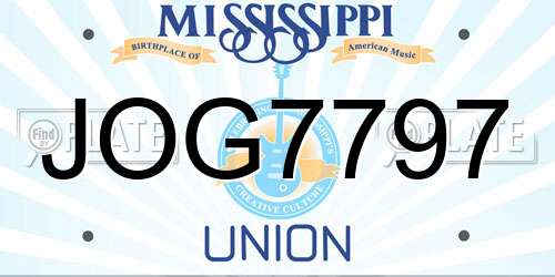 JOG7797 Mississippi License Plate