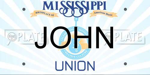 JOHN Mississippi License Plate