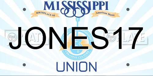 JONES17 Mississippi License Plate