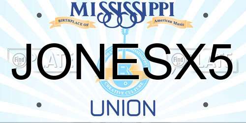 JONESX5 Mississippi License Plate