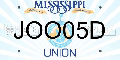 JOO05D Mississippi License Plate