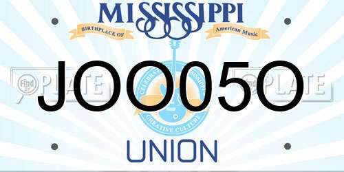 JOO05O Mississippi License Plate