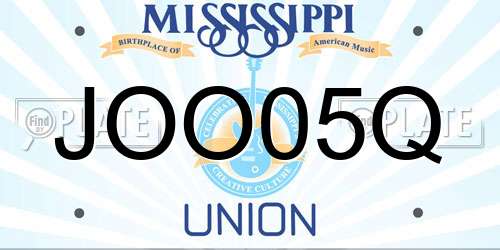 JOO05Q Mississippi License Plate