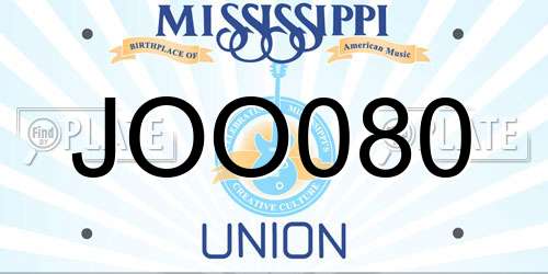 JOO080 Mississippi License Plate