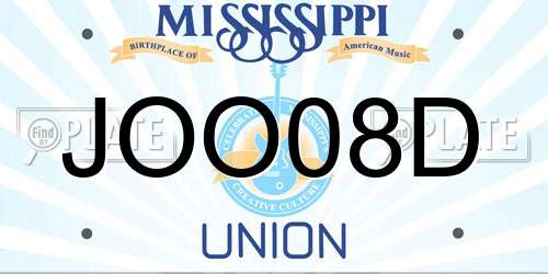 JOO08D Mississippi License Plate