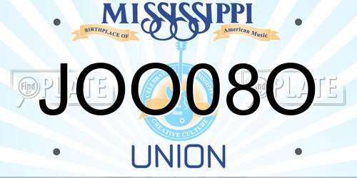 JOO08O Mississippi License Plate