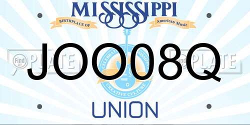 JOO08Q Mississippi License Plate
