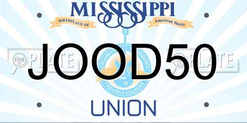 JOOD50 Mississippi License Plate