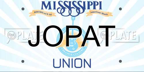 JOPAT Mississippi License Plate