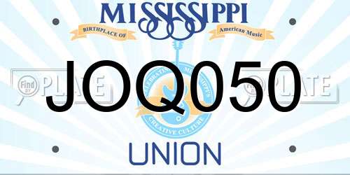 JOQ050 Mississippi License Plate