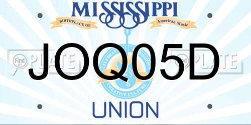 JOQ05D Mississippi License Plate