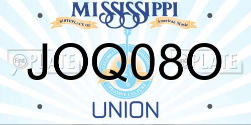 JOQ08O Mississippi License Plate