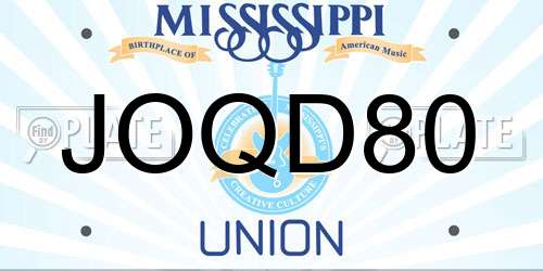 JOQD80 Mississippi License Plate