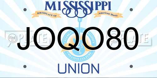 JOQO80 Mississippi License Plate