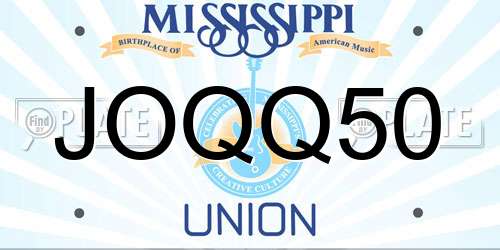 JOQQ50 Mississippi License Plate