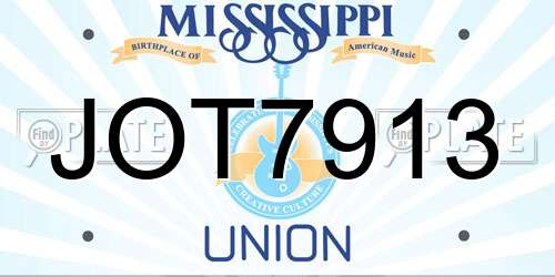 JOT7913 Mississippi License Plate