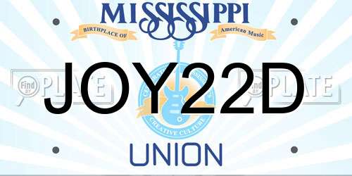 JOY22D Mississippi License Plate