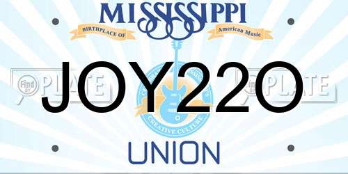 JOY22O Mississippi License Plate