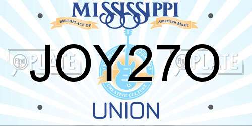 JOY27O Mississippi License Plate