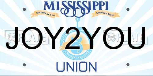 JOY2YOU Mississippi License Plate