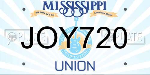 JOY720 Mississippi License Plate