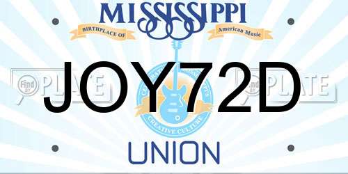 JOY72D Mississippi License Plate