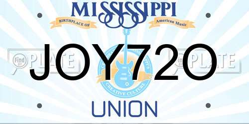 JOY72O Mississippi License Plate