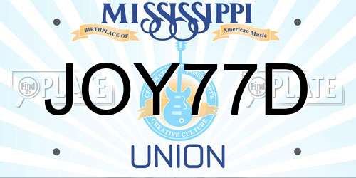 JOY77D Mississippi License Plate