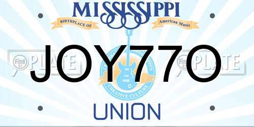 JOY77O Mississippi License Plate