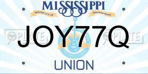 JOY77Q Mississippi License Plate