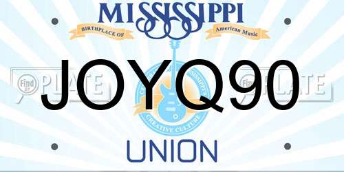 JOYQ90 Mississippi License Plate