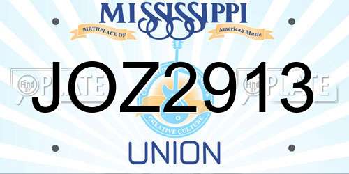 JOZ2913 Mississippi License Plate